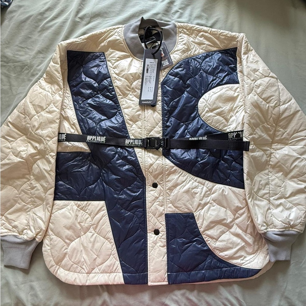 Navy and Cream Quilted Jacket